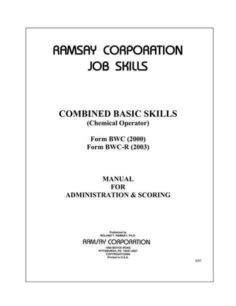 Ramsay Corporation Test Chemical Operator Study Guide