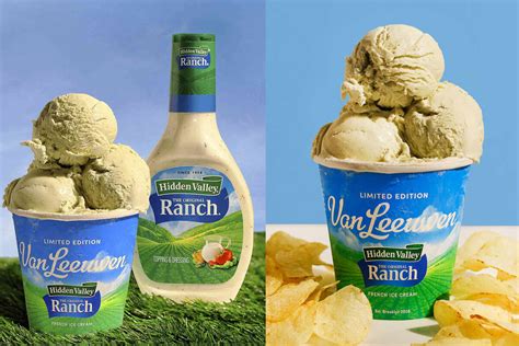 Ranch dressing ice cream. OK. March 10 is National Ranch Day – as in, the salad dressing – and to celebrate, two companies have combined forces to put out a new ranch product: Ranch flavored ice cream, made with Hidden Valley Ranch by Van Leeuwen Ice Cream. The two companies teased the release of the new flavor ahead of March 10, but Food & Wine … 