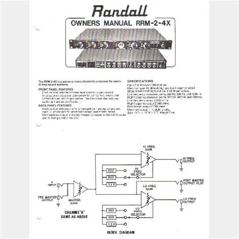 Randall instruments rrm 2 4x stereo mono electronic crossover for bi amp sound systems owners manual. - 2001 yamaha srx 700 service manual.
