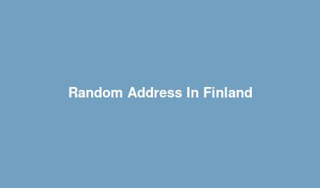 Random address finland. Random address in Finland. Street: Sahantie 66 City: Tampere State/province/area: Pirkanmaa Phone number: 040 200 3992 Zip code: 33200 Country calling code: +358 Country: Finland 