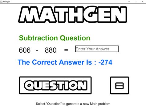 Random math problem generator. A huge collection of randomly generated questions and answers. Rendomly generate differentiated questions, tests, worksheets, textbooks and much more. 
