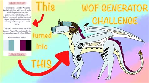 WoF OC Generator. Poisonraiser is a timid, optimistic, red-ish Nightwing. They have dark brown-tinted underbelly scales; hot pink-tinted wings; sharp, dark brown-tinted horns; a slim build; yellow-orange eyes; and starscales on their shoulder. Their favorite food is horses. create a dragon!. 