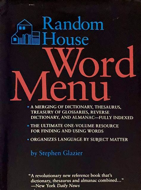 Read Online Random House Websters Word Menu Random House Newer Words Faster By Stephen Glazier