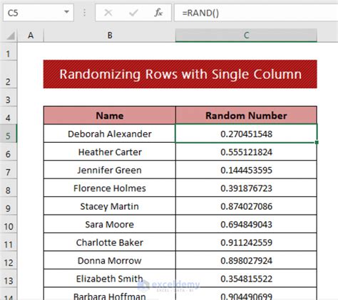 Randomize in excel