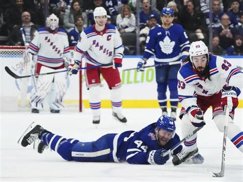 Rangers snap Maple Leafs’ 9-game point streak with 5-2 win