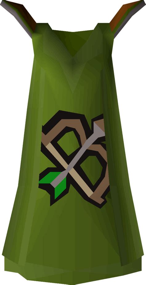 When worn, you can do the special Ranged skillcape emote, accessed in the emotes tab. There is no wait to re-initiate the skill boost effect of this cape. This item can be placed on the cape rack in the Costume room of your Player-owned House. If lost or destroyed, you can talk to the Armour salesman, or Elen Anterth, and buy it again. . 