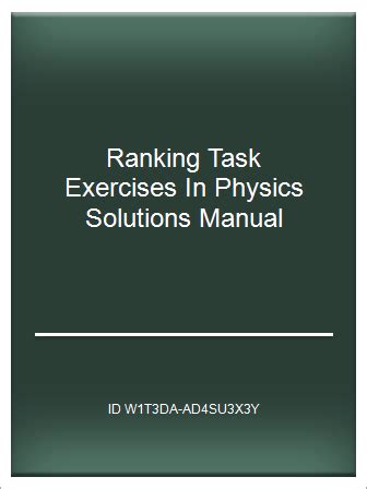 Ranking task exercises in physics solutions manual. - Thermo king parts sb iii sr manual.