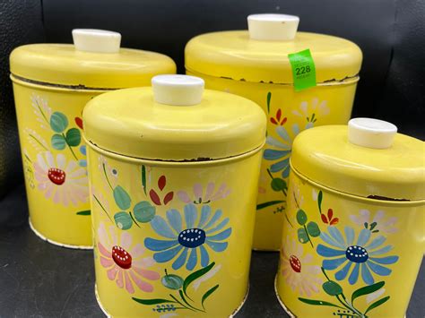 Ransburg Canister Set with Blue and Pink Flowers and Cof