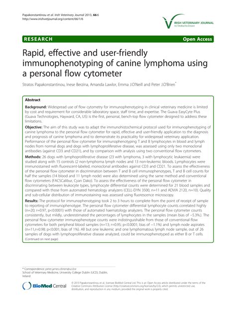 Rapid, effective and user-friendly immunophenotyping of canine lymphoma ...