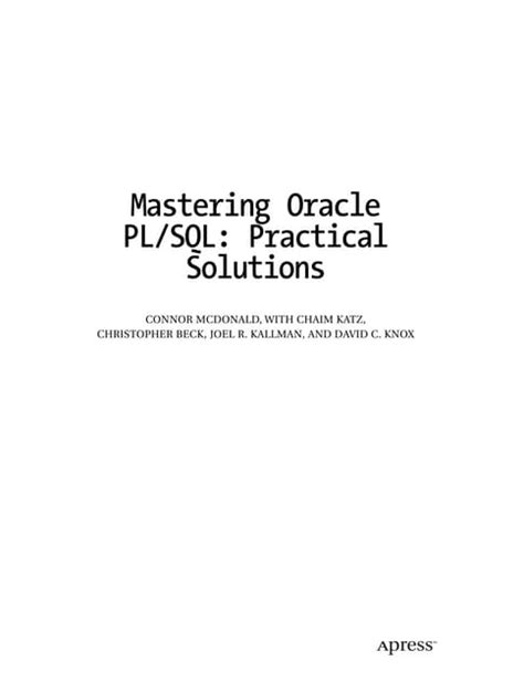 Rapidshare Mastering Oracle Pl Sql Practical Solutions