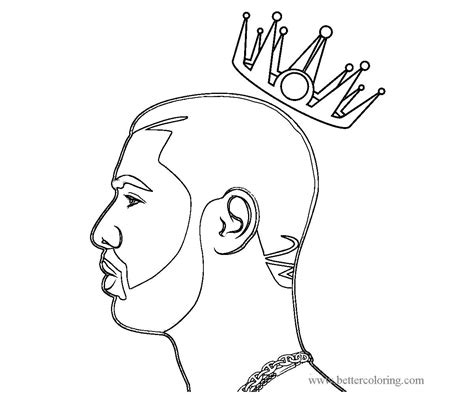 Rapper Drake with Crown Coloring Pages Free Printable Coloring Pages