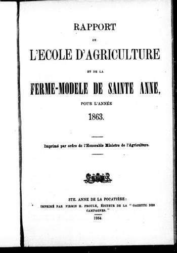 Rapport de l'école d'agriculture et de la ferme modèle de sainte anne. - Ford 1989 mustang do it yourself service manual fps 12087 89.