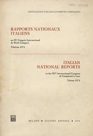 Rapports nationaux italiens au xveme congres international de droit compare, bristol 1998. - Iii ciclo de estudos sobre desenvolvimento e segurança.