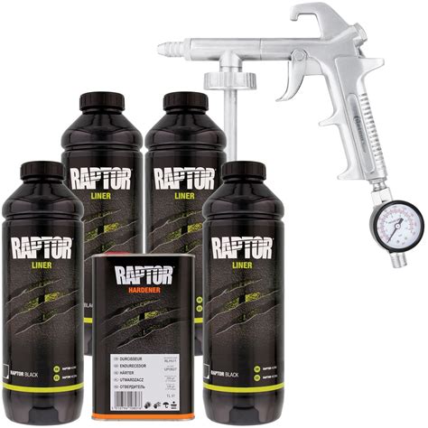 U-POL RLT-TDS.RAPTOR Liner Canada Edition # 1; 12/02/2016 3/7. RAPTOR TINTABLE. TECHNICAL DATA SHEET & PROCESS GUIDE. TOUGH PROTECTIVE COATING. 1. Remove cap from RAPTOR bottle with the mixed RAPTOR. 2. Attach the RAPTOR bottle to the U-POL SCHUTZ GUN. 3. Adjust the air pressure to 2.75 - 4.10 bar (40-60 PSI). 4. 5.. 