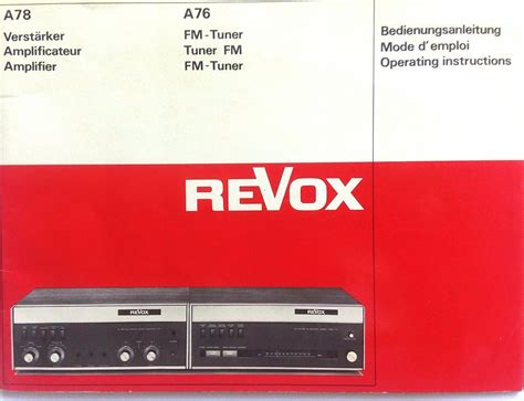 Rare classic studer revox a76 tuner service repair manual. - Fantasías blancas de la hora gris.