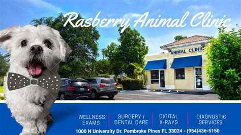 Rasberry animal clinic. Rasberry Animal Clinic, Pembroke Pines, Florida. 899 likes · 3 talking about this · 464 were here. Rasberry Animal Clinic is open Monday through Friday 8:00am to 6:00pm and Saturday 8:00am to 5:00pm. 