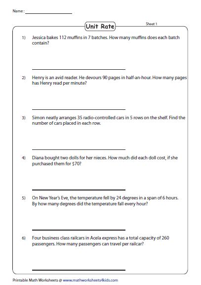 Rate problems worksheet.  How to solve word problems that involves ratios, rates and unit rat...