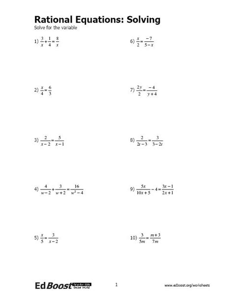 Rational equations coloring worksheet answer key. Key Takeaways. Begin solving rational equations by multiplying both sides by the LCD. The resulting equivalent equation can be solved using the techniques learned up to this point. Multiplying both sides of a rational equation by a variable expression introduces the possibility of extraneous solutions. 