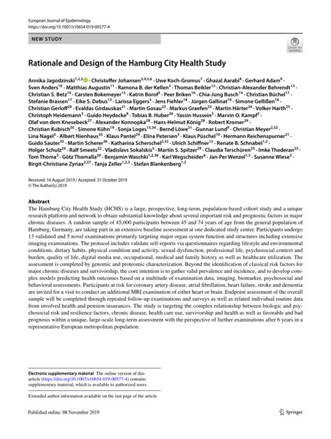 Rationale and Design of the Hamburg City Health Study