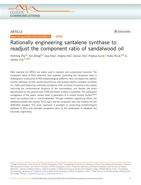 Rationally engineering santalene synthase to readjust the ... - Nature