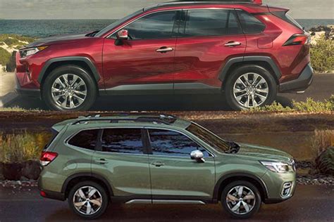 Rav4 vs forester. For a 2024 Toyota RAV4, car insurance rates range from $1,420 to $1,880 per year, while a 2024 Subaru Forester ranges from $1,444 to $1,634 for full-coverage. Average car insurance cost per month for the Toyota RAV4 is 3% more expensive than the Subaru Forester, at $134 versus $130, a difference of $4. Out of 47 models in the 2024 small … 
