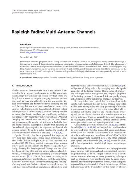 Rayleigh Fading Multi-Antenna Channels SpringerLink