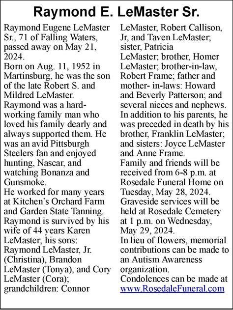 Raymond Price LeMaster Obituary (1970 - 2024) - Legacy …