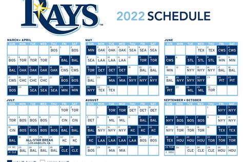 Rays 2022 Printable Schedule