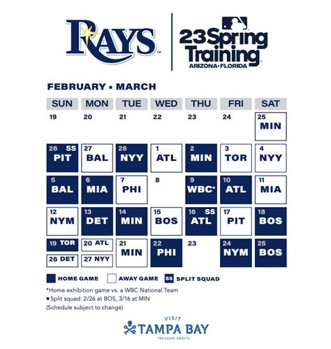 Rays Printable Schedule