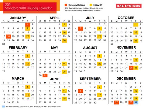 Raytheon Holiday Calendar 2022