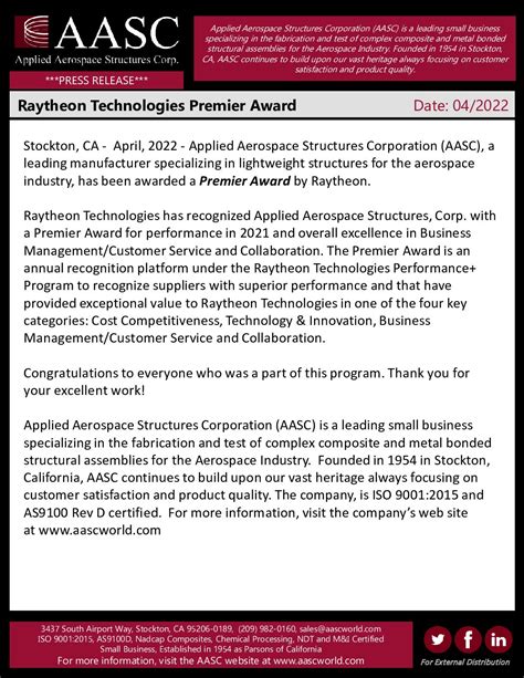 Raytheon Technologies Premier Award - AASC