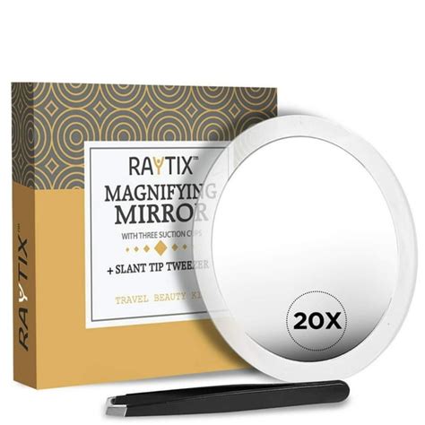 Raytix 20X Magnifying Mirror & Slant Tweezers Makeup …