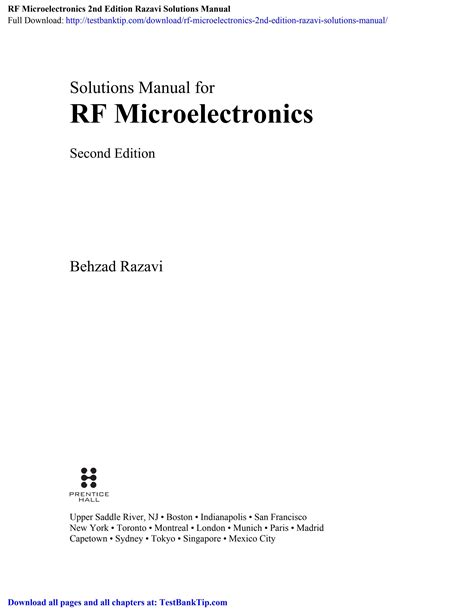 Razavi rf microelectronics 2nd edition solution manual. - Explosionszeichnung demontage und montage 5 gang schaltgetriebe land cruiser.