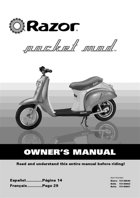 Razor Pocket Mod Sweet Pea Manuals ManualsLib