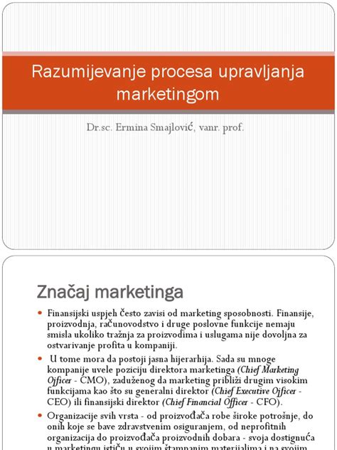 Razumijevanje Procesa Upravljanja Marketingom PDF