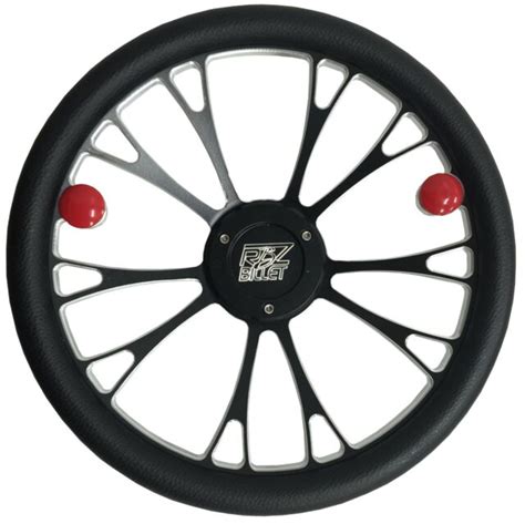RBZ 2 SPOKE V SHAPE. $ 315.00. RBZ Billet Forged Steering Wheel – 13″ Diameter. 5 Hole Bolt Pattern – 2.850″ Diameter. 2″ Dish. 5/8-24 Threaded Button Hole’s. Comes Standard with Black Vinyl Grip. Typically Ships Same or Next Day. Made 100% in House – RBZ – USA. 