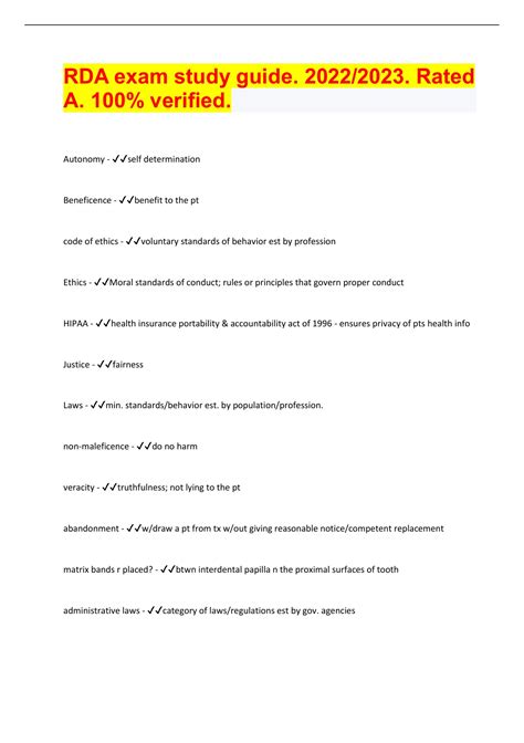 Rda Written Exam Study Guide