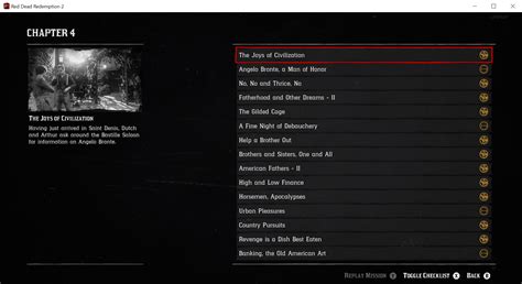 Rdr2 chapter 4 missions.  Key moments include mingling, saving a choking guest...