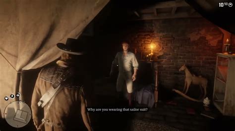 Gunsmith basement quest . So i am fairly new to Red Dead 2 and i had heard about this quest. I decided i wanted to try it because it had looked interesting. I had first watched a video to see how to do the quest, but when i tried it myself i could never see the boy in the basement. Do i have to do something for him spawn?. 
