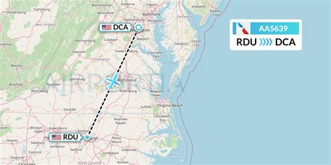 The calculation of flight time is based on the straight line distance from RDU to DCA ("as the crow flies"), which is about 226 miles or 364 kilometers. Your trip begins at Raleigh-Durham International Airport in Raleigh, North Carolina. It ends at Ronald Reagan Washington National Airport in Washington, District of Columbia.. 