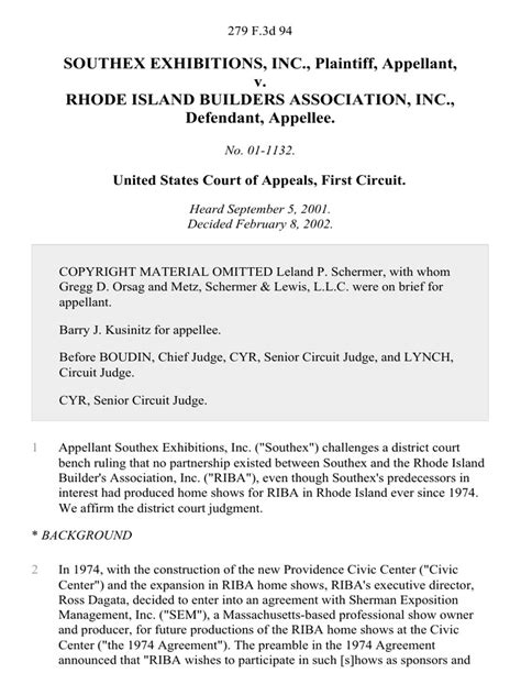 Re: Southex Exhibitions, Inc. v. Rhode Island Builders Association, Inc.