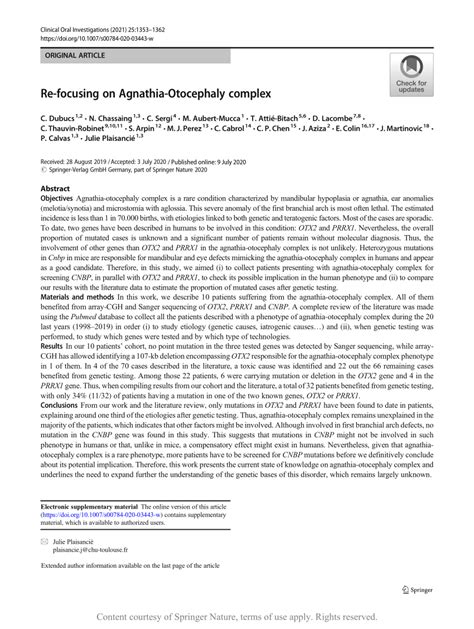 Re-focusing on Agnathia-Otocephaly complex SpringerLink