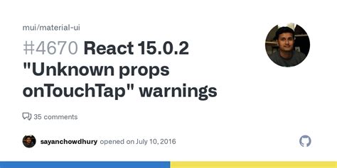 React 15.0.2 "Unknown props onTouchTap" warnings …