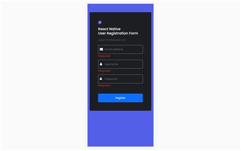 React Native User Registration Form with Validation Therichpost