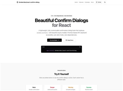 React confirm npm. . 3.  Fully customizable with smooth animations and custom icons.  T...