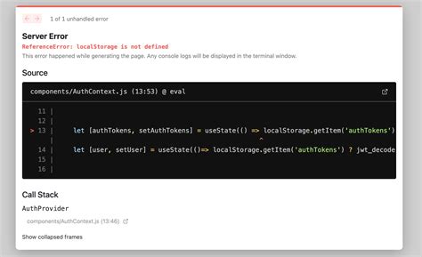 React localstorage is not defined. js or when using server-side rendering with Next.  ...