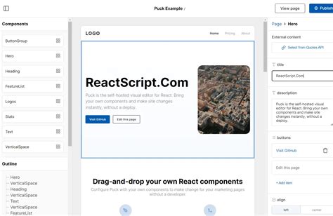 React page builder library.  Build a drag-and-drop page builder using Puck, Next. io reac...