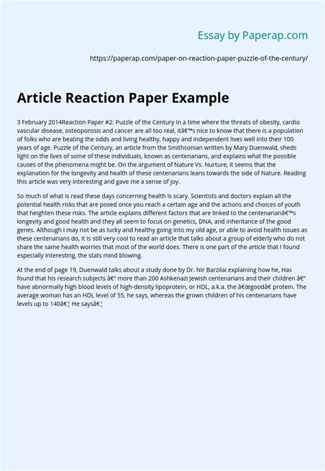 reaction essay sample