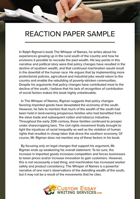 reaction essay sample