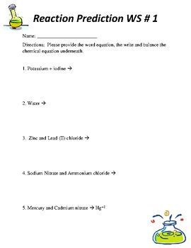 Reaction Prediction Worksheets